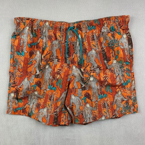 Eddie Bauer Mens Swim Trunks XL Orange Shorts Big Foot Mesh Lined Beach Summer - Picture 1 of 12